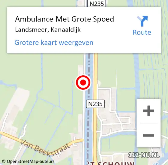 Locatie op kaart van de 112 melding: Ambulance Met Grote Spoed Naar Landsmeer, Kanaaldijk op 21 april 2019 00:08