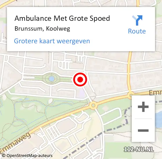 Locatie op kaart van de 112 melding: Ambulance Met Grote Spoed Naar Brunssum, Koolweg op 27 september 2013 02:37