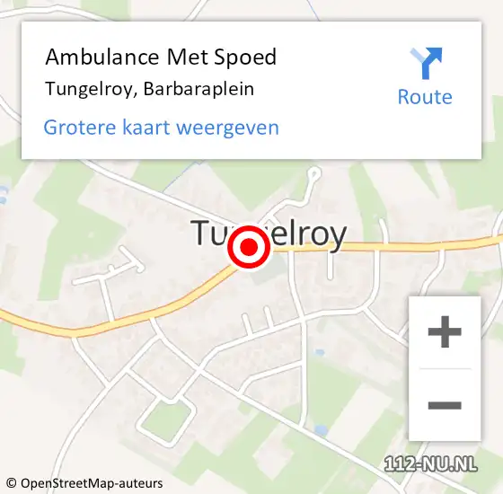 Locatie op kaart van de 112 melding: Ambulance Met Spoed Naar Tungelroy, Barbaraplein op 30 maart 2014 00:35