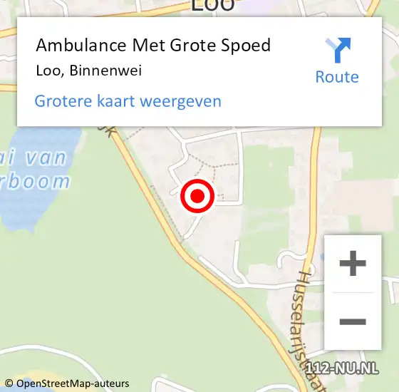Locatie op kaart van de 112 melding: Ambulance Met Grote Spoed Naar Loo, Binnenwei op 21 april 2019 01:35
