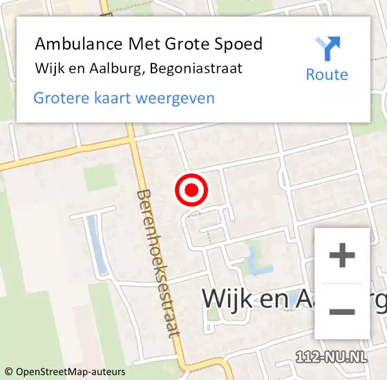 Locatie op kaart van de 112 melding: Ambulance Met Grote Spoed Naar Wijk en Aalburg, Begoniastraat op 21 april 2019 01:42