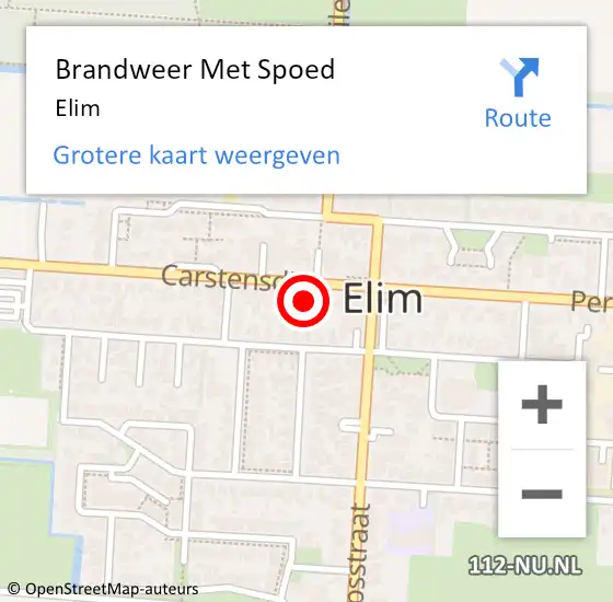 Locatie op kaart van de 112 melding: Brandweer Met Spoed Naar Elim op 21 april 2019 02:57