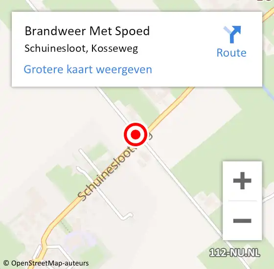 Locatie op kaart van de 112 melding: Brandweer Met Spoed Naar Schuinesloot, Kosseweg op 21 april 2019 03:38