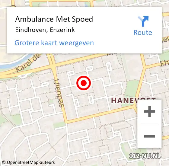 Locatie op kaart van de 112 melding: Ambulance Met Spoed Naar Eindhoven, Enzerink op 21 april 2019 03:49