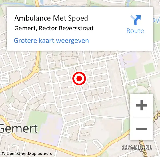 Locatie op kaart van de 112 melding: Ambulance Met Spoed Naar Gemert, Rector Beversstraat op 21 april 2019 04:52