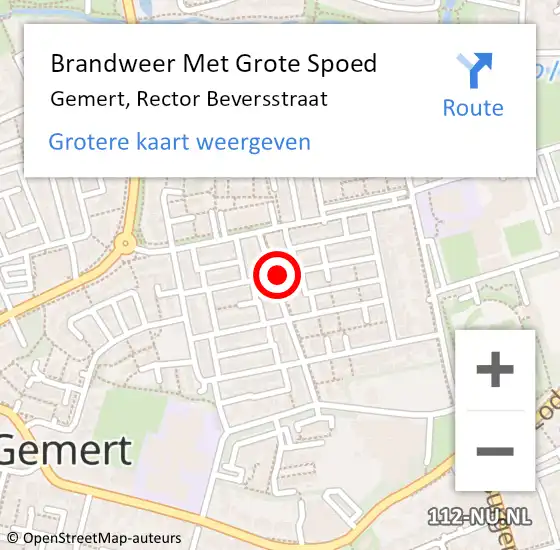 Locatie op kaart van de 112 melding: Brandweer Met Grote Spoed Naar Gemert, Rector Beversstraat op 21 april 2019 04:54