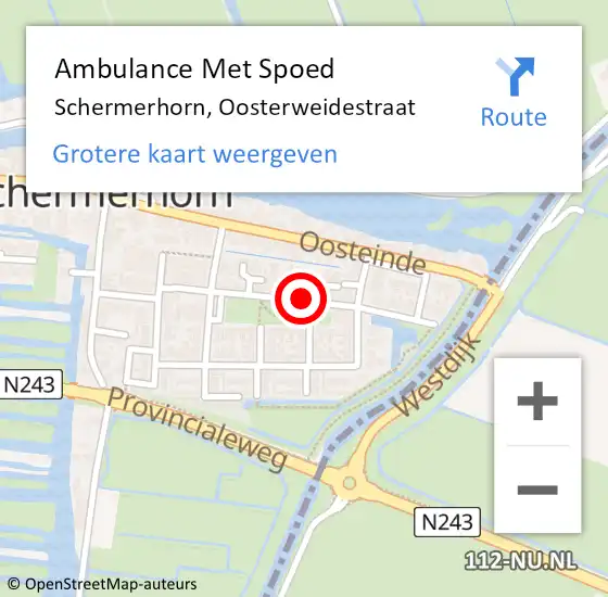 Locatie op kaart van de 112 melding: Ambulance Met Spoed Naar Schermerhorn, Oosterweidestraat op 21 april 2019 05:37