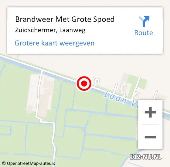 Locatie op kaart van de 112 melding: Brandweer Met Grote Spoed Naar Zuidschermer, Laanweg op 21 april 2019 06:25