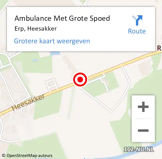 Locatie op kaart van de 112 melding: Ambulance Met Grote Spoed Naar Erp, Heesakker op 21 april 2019 07:14