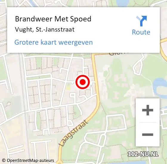 Locatie op kaart van de 112 melding: Brandweer Met Spoed Naar Vught, St.-Jansstraat op 21 april 2019 07:24