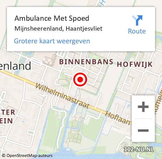 Locatie op kaart van de 112 melding: Ambulance Met Spoed Naar Mijnsheerenland, Haantjesvliet op 21 april 2019 07:42