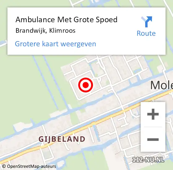 Locatie op kaart van de 112 melding: Ambulance Met Grote Spoed Naar Brandwijk, Klimroos op 21 april 2019 08:59