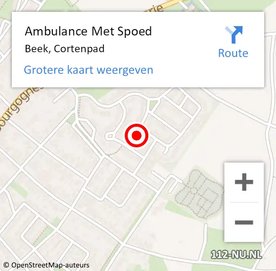 Locatie op kaart van de 112 melding: Ambulance Met Spoed Naar Beek, Cortenpad op 30 maart 2014 01:21