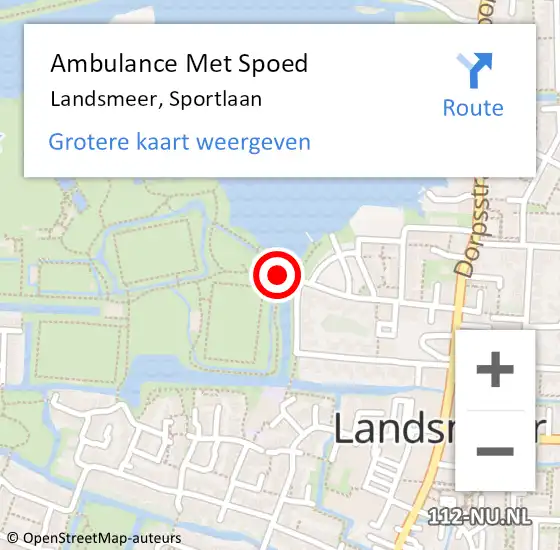 Locatie op kaart van de 112 melding: Ambulance Met Spoed Naar Landsmeer, Sportlaan op 21 april 2019 10:19