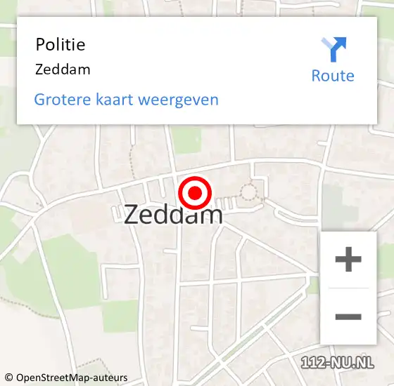 Locatie op kaart van de 112 melding: Politie Zeddam op 21 april 2019 10:24