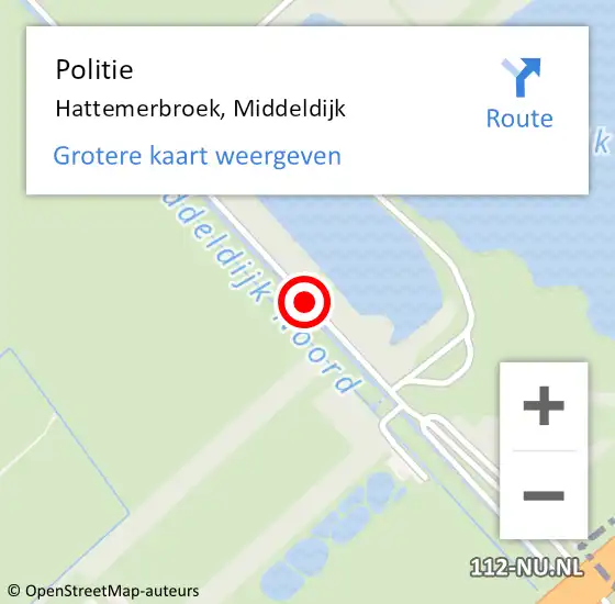 Locatie op kaart van de 112 melding: Politie Hattemerbroek, Middeldijk op 21 april 2019 10:27