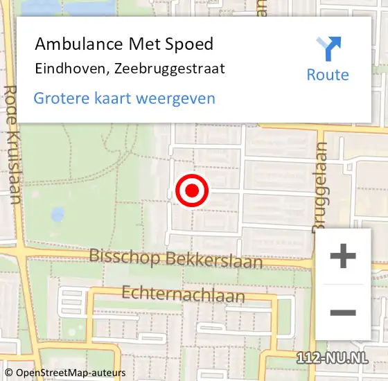 Locatie op kaart van de 112 melding: Ambulance Met Spoed Naar Eindhoven, Zeebruggestraat op 21 april 2019 10:38