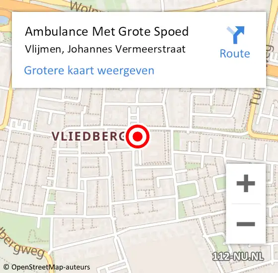 Locatie op kaart van de 112 melding: Ambulance Met Grote Spoed Naar Vlijmen, Johannes Vermeerstraat op 21 april 2019 10:47