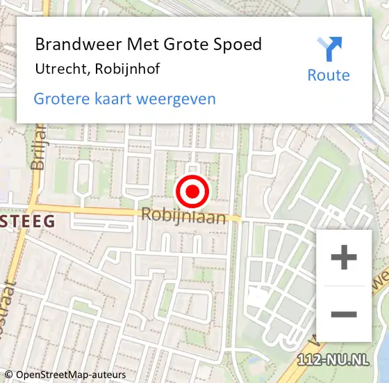 Locatie op kaart van de 112 melding: Brandweer Met Grote Spoed Naar Utrecht, Robijnhof op 21 april 2019 10:58