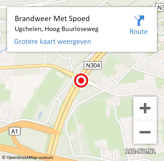 Locatie op kaart van de 112 melding: Brandweer Met Spoed Naar Ugchelen, Hoog Buurloseweg op 21 april 2019 11:16