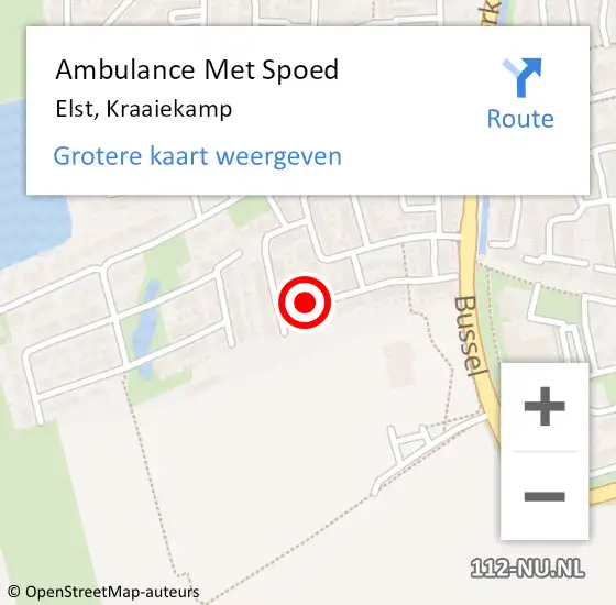 Locatie op kaart van de 112 melding: Ambulance Met Spoed Naar Elst, Kraaiekamp op 21 april 2019 11:36