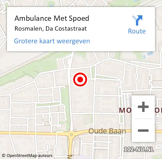 Locatie op kaart van de 112 melding: Ambulance Met Spoed Naar Rosmalen, Da Costastraat op 21 april 2019 12:09
