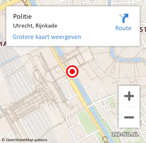 Locatie op kaart van de 112 melding: Politie Utrecht, Rijnkade op 21 april 2019 13:03