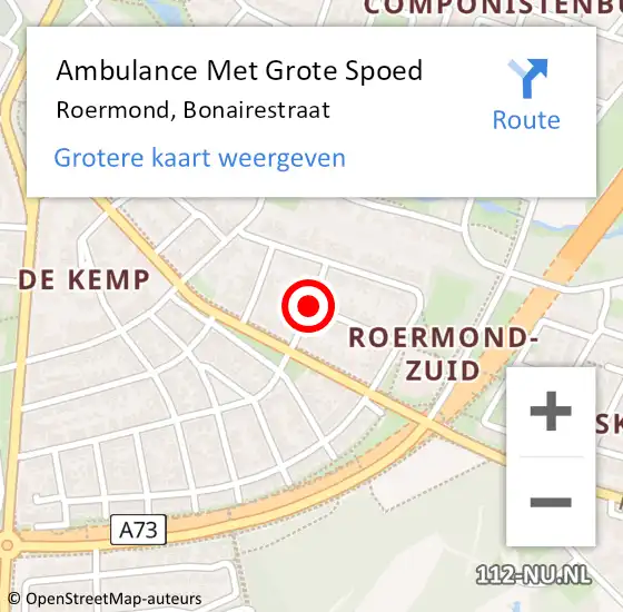 Locatie op kaart van de 112 melding: Ambulance Met Grote Spoed Naar Roermond, Bonairestraat op 21 april 2019 13:28