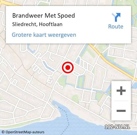 Locatie op kaart van de 112 melding: Brandweer Met Spoed Naar Sliedrecht, Hooftlaan op 21 april 2019 13:29