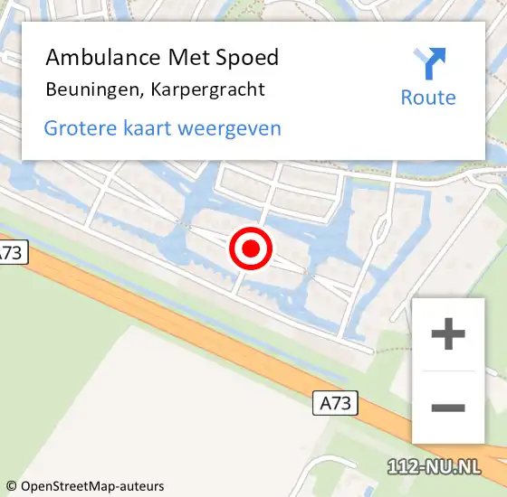 Locatie op kaart van de 112 melding: Ambulance Met Spoed Naar Beuningen, Karpergracht op 21 april 2019 13:51