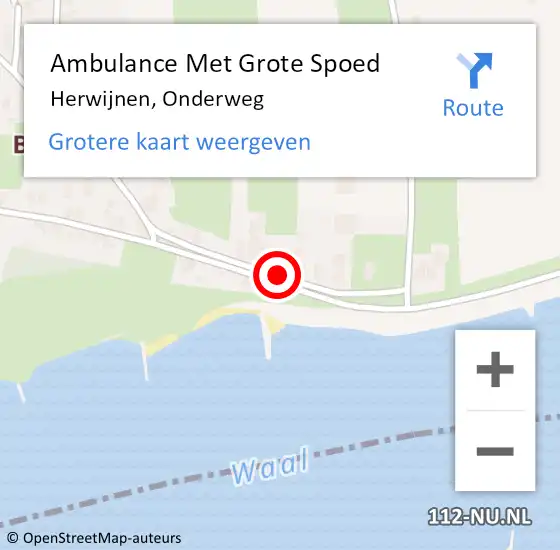 Locatie op kaart van de 112 melding: Ambulance Met Grote Spoed Naar Herwijnen, Onderweg op 21 april 2019 14:14