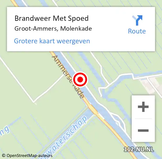 Locatie op kaart van de 112 melding: Brandweer Met Spoed Naar Groot-Ammers, Molenkade op 21 april 2019 14:21