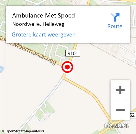Locatie op kaart van de 112 melding: Ambulance Met Spoed Naar Noordwelle, Helleweg op 21 april 2019 14:53