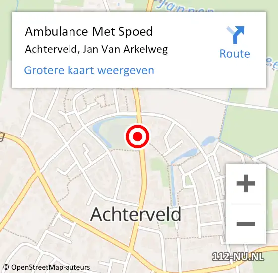 Locatie op kaart van de 112 melding: Ambulance Met Spoed Naar Achterveld, Jan Van Arkelweg op 21 april 2019 15:18