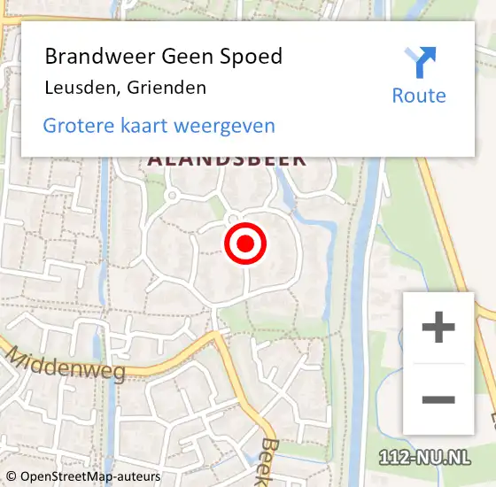 Locatie op kaart van de 112 melding: Brandweer Geen Spoed Naar Leusden, Grienden op 21 april 2019 15:51