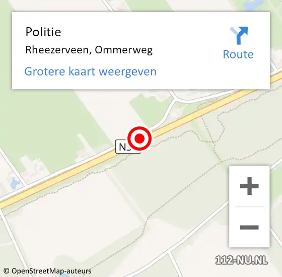 Locatie op kaart van de 112 melding: Politie Rheezerveen, Ommerweg op 21 april 2019 16:06