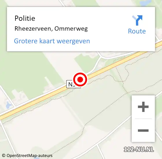 Locatie op kaart van de 112 melding: Politie Rheezerveen, Ommerweg op 21 april 2019 16:23