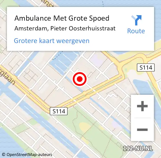 Locatie op kaart van de 112 melding: Ambulance Met Grote Spoed Naar Amsterdam, Pieter Oosterhuisstraat op 21 april 2019 16:28