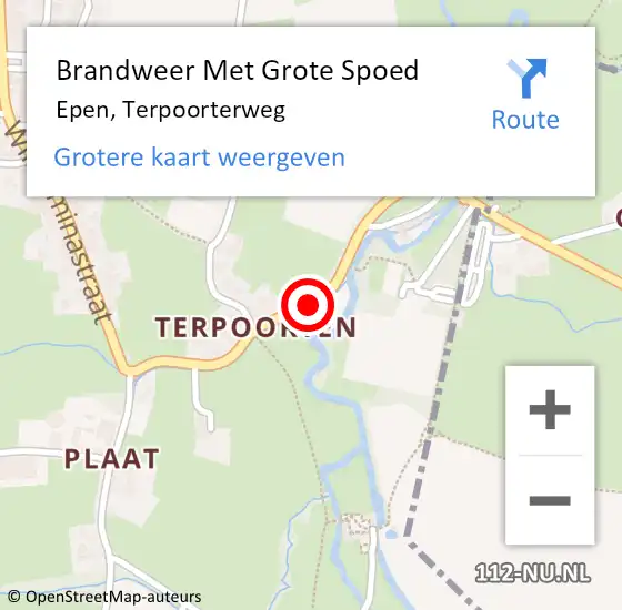 Locatie op kaart van de 112 melding: Brandweer Met Grote Spoed Naar Epen, Terpoorterweg op 21 april 2019 16:34