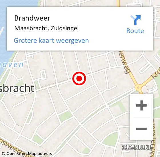 Locatie op kaart van de 112 melding: Brandweer Maasbracht, Zuidsingel op 21 april 2019 17:06