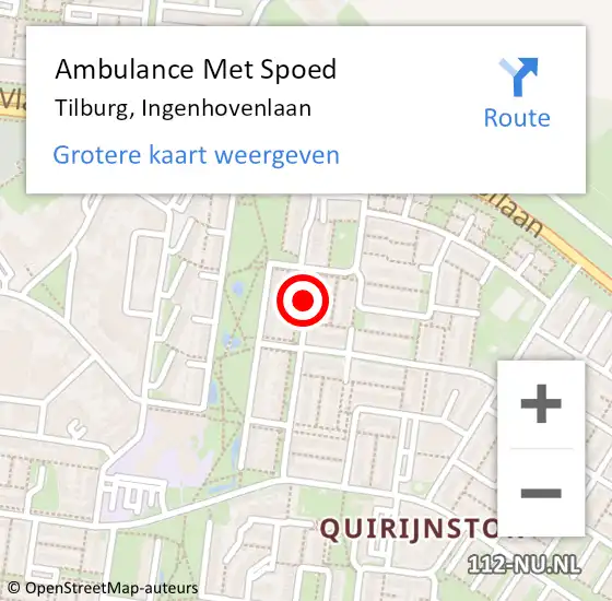 Locatie op kaart van de 112 melding: Ambulance Met Spoed Naar Tilburg, Ingenhovenlaan op 21 april 2019 17:16