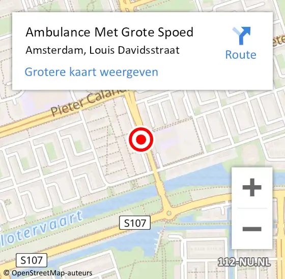 Locatie op kaart van de 112 melding: Ambulance Met Grote Spoed Naar Amsterdam, Louis Davidsstraat op 21 april 2019 17:59