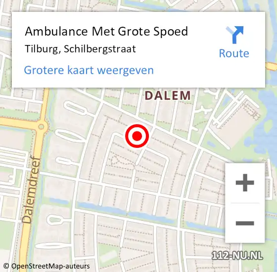 Locatie op kaart van de 112 melding: Ambulance Met Grote Spoed Naar Tilburg, Schilbergstraat op 30 maart 2014 03:59