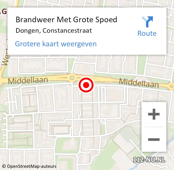 Locatie op kaart van de 112 melding: Brandweer Met Grote Spoed Naar Dongen, Constancestraat op 21 april 2019 18:23