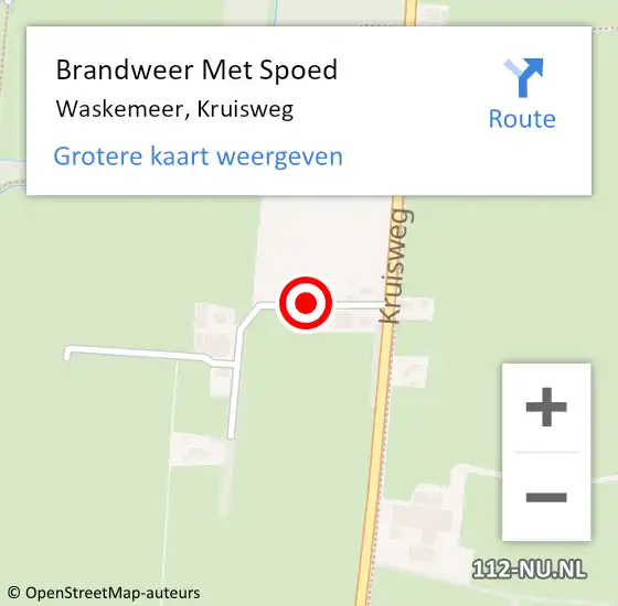 Locatie op kaart van de 112 melding: Brandweer Met Spoed Naar Waskemeer, Kruisweg op 21 april 2019 19:28