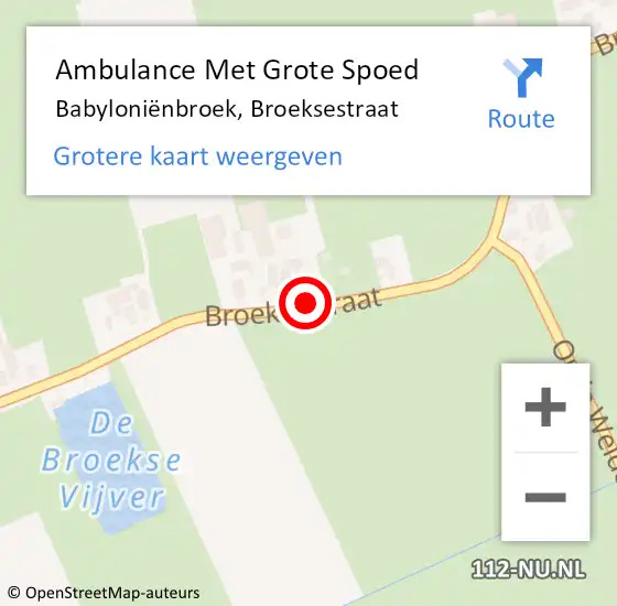 Locatie op kaart van de 112 melding: Ambulance Met Grote Spoed Naar Babyloniënbroek, Broeksestraat op 21 april 2019 20:23