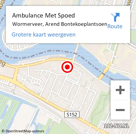 Locatie op kaart van de 112 melding: Ambulance Met Spoed Naar Wormerveer, Albert Meijnsstraat op 21 april 2019 20:37