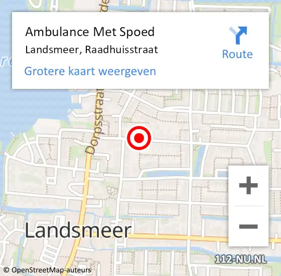 Locatie op kaart van de 112 melding: Ambulance Met Spoed Naar Landsmeer, Raadhuisstraat op 21 april 2019 20:51