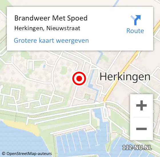 Locatie op kaart van de 112 melding: Brandweer Met Spoed Naar Herkingen, Nieuwstraat op 21 april 2019 21:18