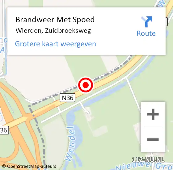 Locatie op kaart van de 112 melding: Brandweer Met Spoed Naar Wierden, Zuidbroeksweg op 21 april 2019 21:34
